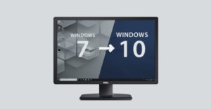 Computer screen with Windows 7 to Windows 10