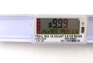 Electronic shelf label for trail mix $9.99