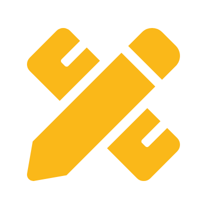 Gold pencil and ruler icon