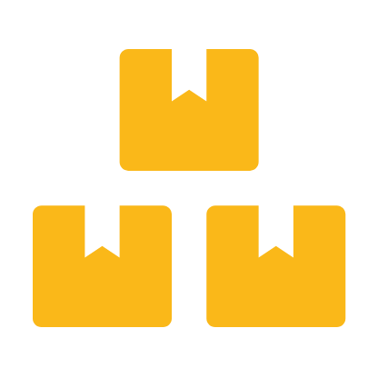 Gold stack of boxes icon
