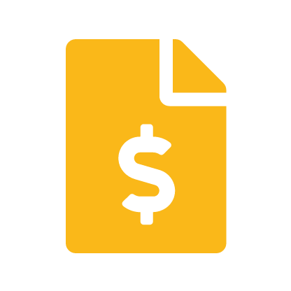 Piece of paper with cash sign icon - yellow