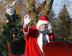 Community holiday parade - Santa waving