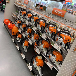 Image of Stihl power tools at Ollie's Lumber Company.