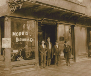 Morris Hardware storefront in the mid-1800s 