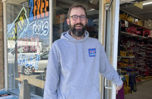 H&H Hometown Hardware owner Grant Sherfick in front of his store.