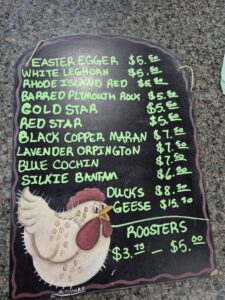 Menu of livestock sold