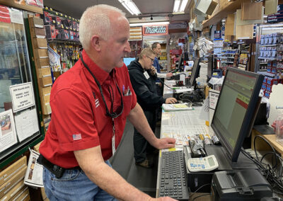 Bruce Bauer Lumber & Supply using Paladin at the checkout counter