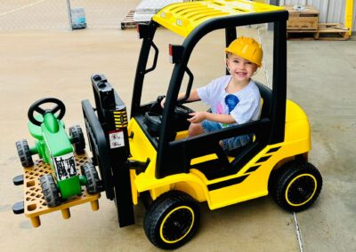 South Beau Hardware kid in toy forklift
